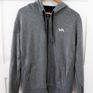 RVCA Men Gray Zip Up Jacket Sweater Size M Hoodie